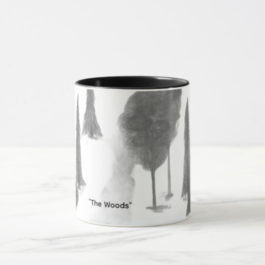 Zwart-wit fijnkunst Het bos potloodschets Mok (Midden)
