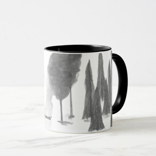 Zwart-wit fijnkunst Het bos potloodschets Mok (Voorkant rechts)
