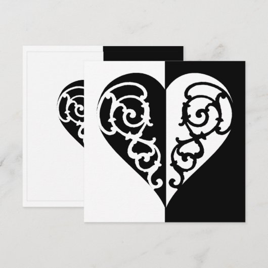 Zwart-wit Filigree Heart (Voorkant / Achterkant)