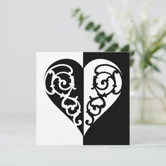 Zwart-wit Filigree Heart (Staand voorkant)