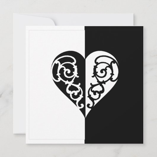 Zwart-wit Filigree Heart (Achterkant)