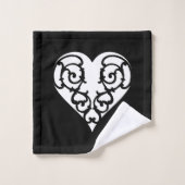 Zwart-wit Filigree Heart Bad Handdoek (Wasdoekje)