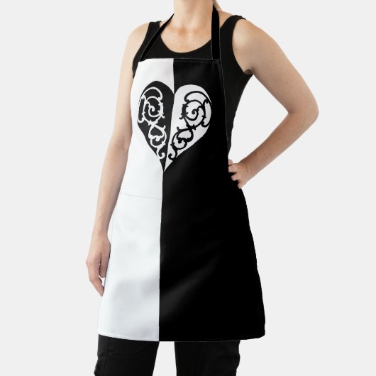 Zwart-wit Filigree Heart Schort (Insitu)
