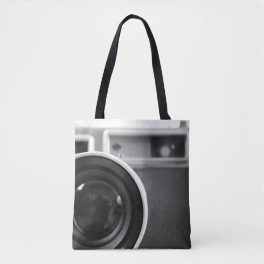 Zwart-wit  Film Camera Offset Tote Bag (Voorkant)