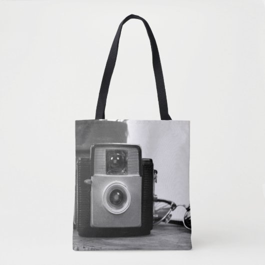 Zwart-wit Film Camera Retro Tote Bag (Voorkant)
