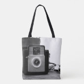 Zwart-wit Film Camera Retro Tote Bag (Achterkant)