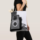 Zwart-wit Film Camera Retro Tote Bag (Dichtbij)