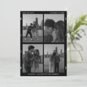Zwart-wit Film Fotocollage Minimalist Save The Date (Staand voorkant)