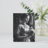 Zwart-wit Film Noir Vrouw Keuken Thee Briefkaart (Staand voorkant)