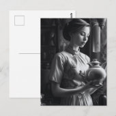 Zwart-wit Film Noir Vrouw Keuken Thee Briefkaart (Voorkant / Achterkant)