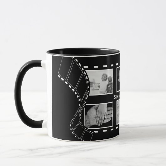 Zwart-wit Film Reel Custom Foto Mok (Links)