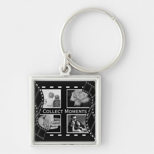 Zwart-wit Film Reel Custom Foto Sleutelhanger (Voorkant)