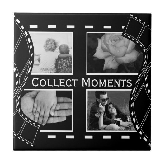 Zwart-wit Film Reel Custom Foto Tegeltje (Voorkant)