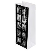 Zwart-wit Film Reel Custom Foto Wijn Cadeautas (Achterkant Gekanteld)