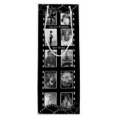 Zwart-wit Film Reel Custom Foto Wijn Cadeautas (Achterkant)