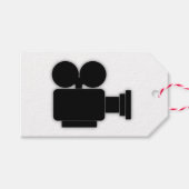 ZWART-WIT FILMCAMERA ILLUSTRATIE CADEAULABEL (Voorkant (Horizontaal))