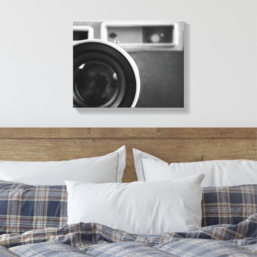 Zwart-wit  filmcamera offset 11x14 canvas afdruk (Insitu (Slaapkamer))