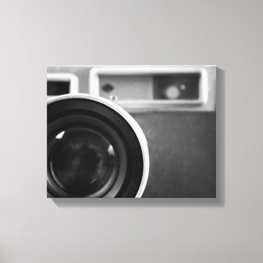 Zwart-wit  filmcamera offset 11x14 canvas afdruk (Voorkant)