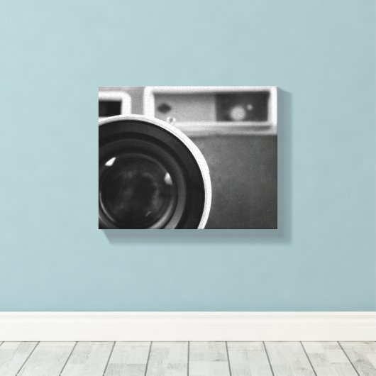 Zwart-wit filmcamera offset 8x10 canvas afdruk (Insitu (Houten vloer))