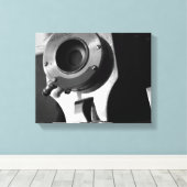 Zwart-wit  filmcameralens 11x14 canvas afdruk (Insitu (Houten vloer))