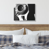 Zwart-wit  filmcameralens 11x14 canvas afdruk (Insitu (Slaapkamer))
