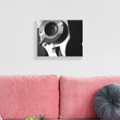 Zwart-wit filmcameralens 8x10 canvas afdruk (Insitu (Woonkamer))