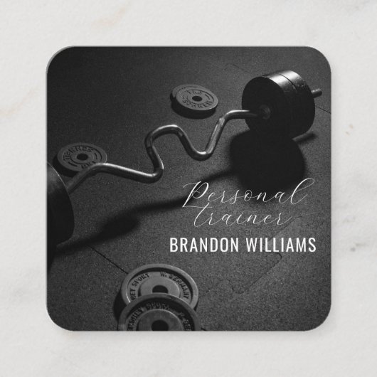 Zwart Wit Fitness Personal Trainer Influencer Vierkante Visitekaartje (Voorkant)