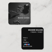 Zwart Wit Fitness Personal Trainer Influencer Vierkante Visitekaartje (Voorkant / Achterkant)