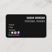 Zwart Wit Fitness Personal Trainer Influencer Visitekaartje (Achterkant)