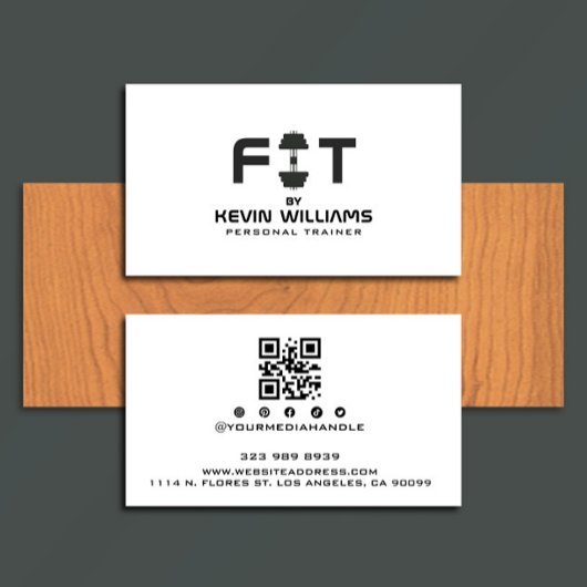 Zwart-wit fitness trainer visitekaartje