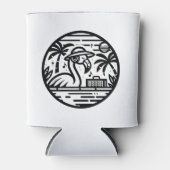 Zwart-wit Flamingo Hoofdtelefoon & Muziek Tropics Blikjeskoeler (Voorkant)