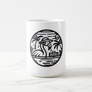 Zwart-wit Flamingo Hoofdtelefoon & Muziek Tropics Koffiemok
