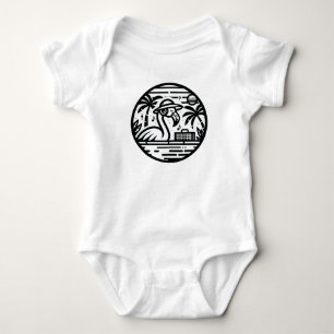 Zwart-wit Flamingo Hoofdtelefoon & Muziek Tropics Romper