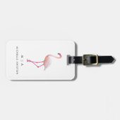 Zwart Wit Flamingo | Monogram Aangepast Bagagelabel (Voorkant horizontaal)