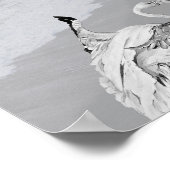 Zwart-wit Flamingo Tropische afdrukbare kunst Poster (Hoek)