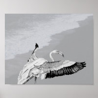 Zwart-wit Flamingo Tropische afdrukbare kunst