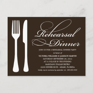 ZWART-WIT FLATWARE REPETITIEDINER UITNODIGEN UITNODIGING BRIEFKAART