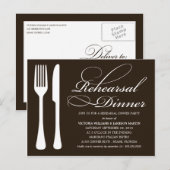 ZWART-WIT FLATWARE | REPETITIEDINER UITNODIGEN UITNODIGING BRIEFKAART (Voorkant / Achterkant)