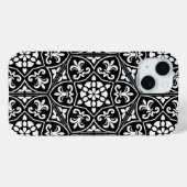 Zwart-wit fleur de lis bloemmotief Case-Mate iPhone case (Achterkant (horizontaal))
