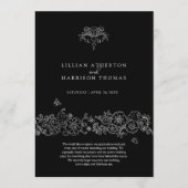 Zwart wit fleur de lis bruiloft bedankt programmakaart (Voorkant)