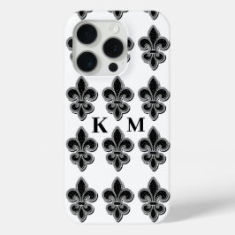 Zwart-wit Fleur De Lis iPhone 15 Pro Case