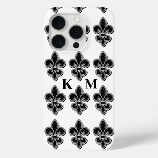Zwart-wit Fleur De Lis Case-Mate iPhone Case (Achterkant)