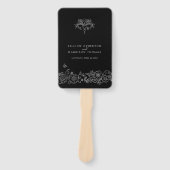 Zwart wit fleur de lis kunst bruiloft programma handwaaier (Voorkant)