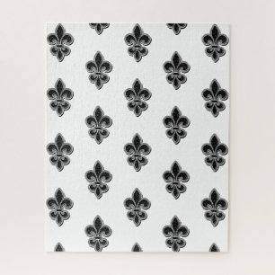 Zwart-wit Fleur De Lis Legpuzzel