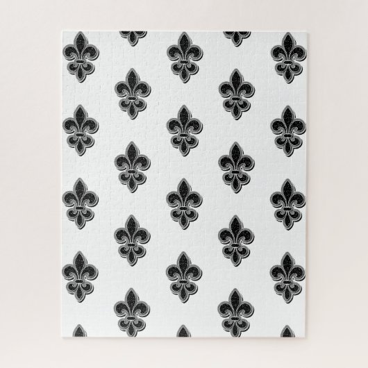 Zwart-wit Fleur De Lis Legpuzzel (Verticaal)