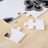 Zwart-wit Fleur De Lis Legpuzzel (Zijkant)