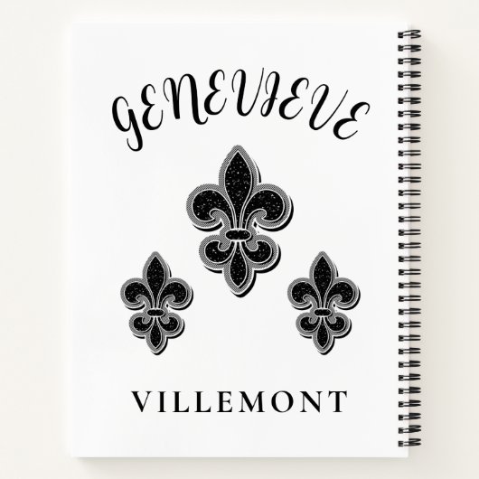 Zwart-wit Fleur De Lis Notitieboek (Achterkant)