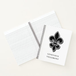 Zwart-wit Fleur De Lis Notitieboek