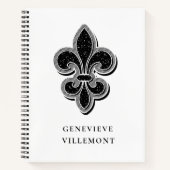 Zwart-wit Fleur De Lis Notitieboek (Voorkant)