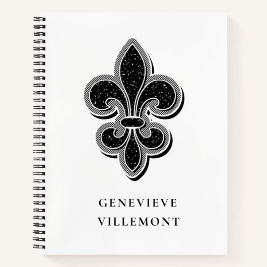 Zwart-wit Fleur De Lis Notitieboek (Voorkant)
